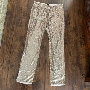 Champagne Gold Sequin Skinny Pants
